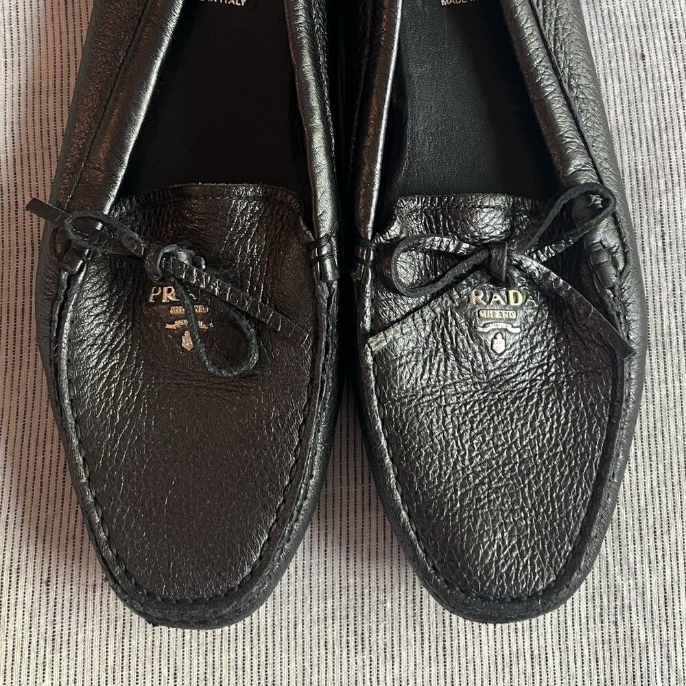 Prada leather moccasin loafers